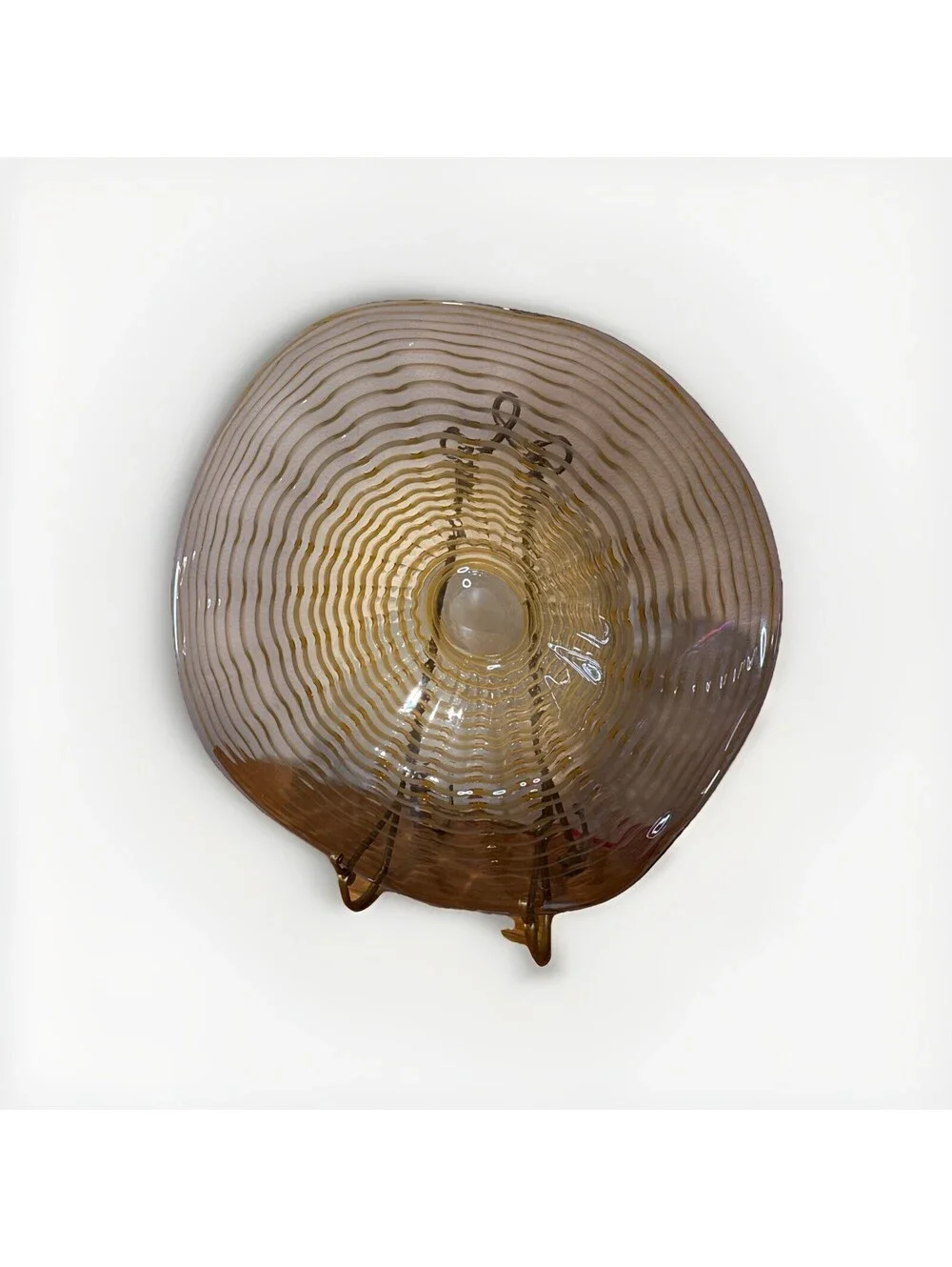 Hand Blown Glass Bowl Swirl Murano Style Home Wall Decor Plate Purple 19”
